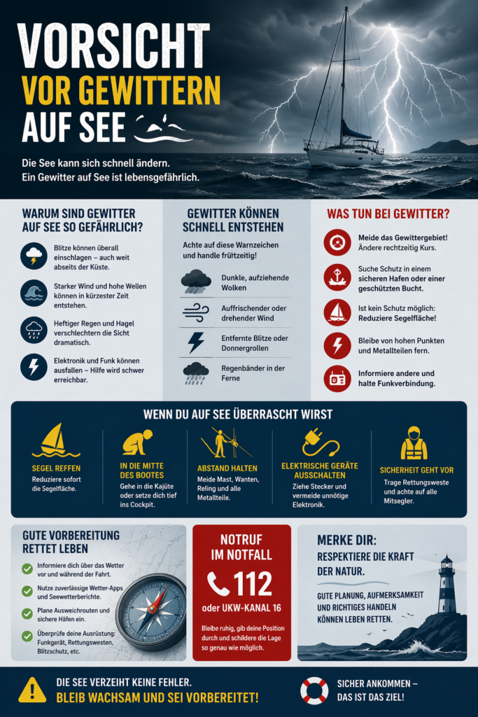 Vorsicht bei Gewittern auf See - Infografik